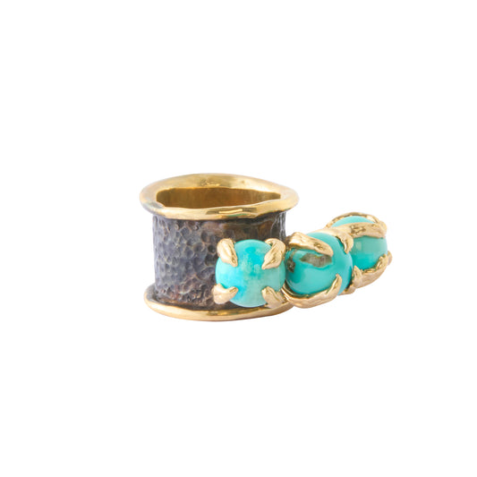 Kingman Moon Feather Ring - Turquoise