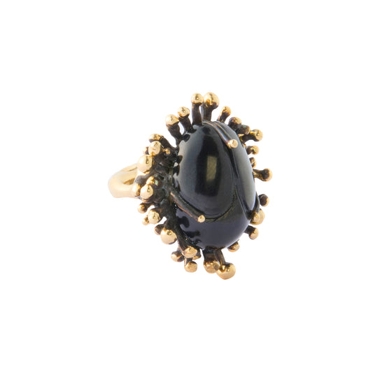 Wyoming Scarab Ring - Black Jade