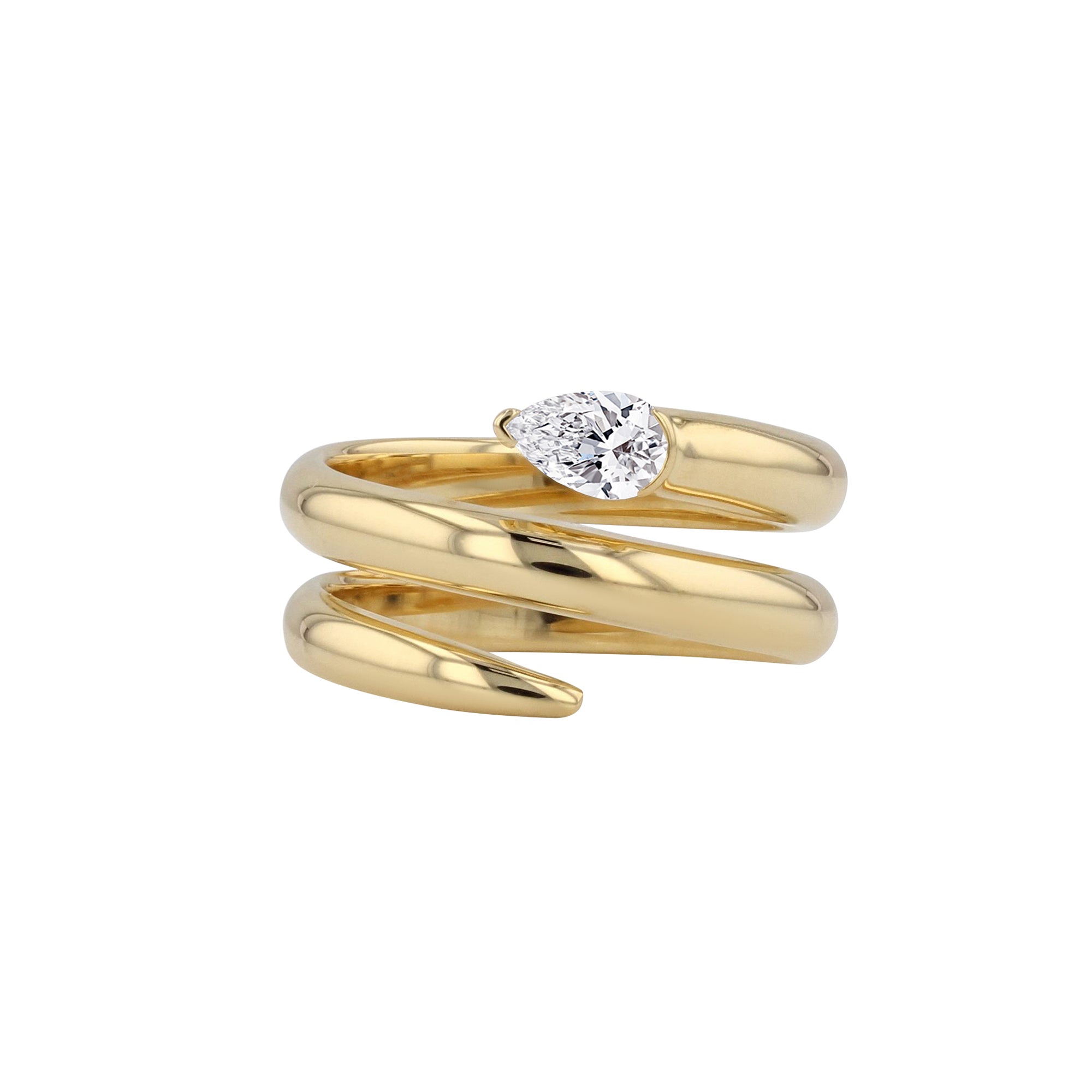 Pear Diamond Triple Wrap Tip to Tail Ring