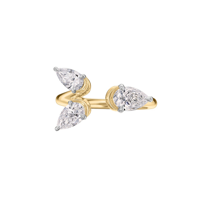 Graduated Diamond Open Cuddle Triple Ring