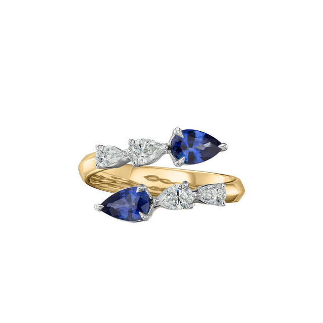 Sapphire Graduated Crossover Ring
