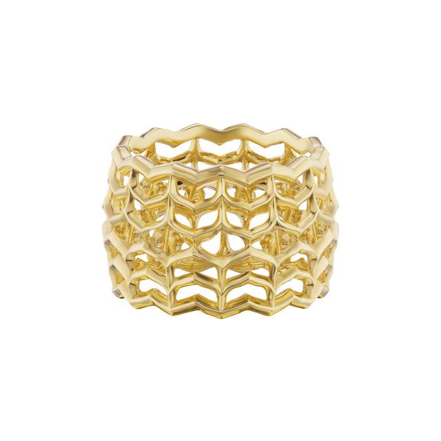 Ark Dreamweaver Gold Cigar Band - Rings - Broken English Jewelry, front view