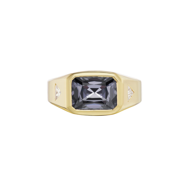 Lavender-Grey Spinel and Diamond Creation Ring