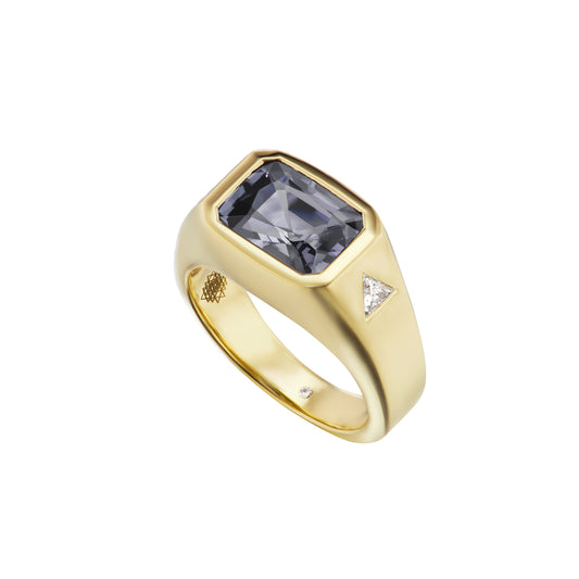 Lavender-Grey Spinel and Diamond Creation Ring