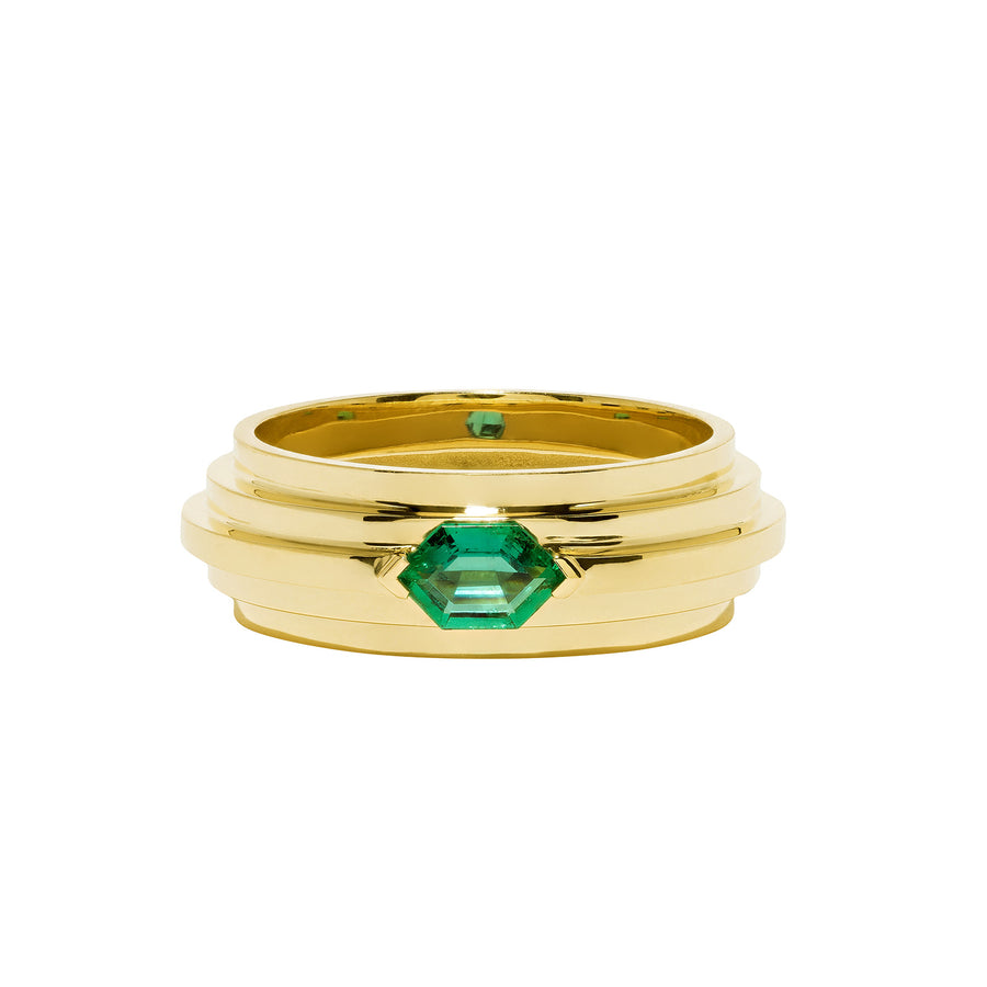 Azlee 5 Tier Hexagon Staircase Ring - Emerald - Rings - Broken English Jewelry