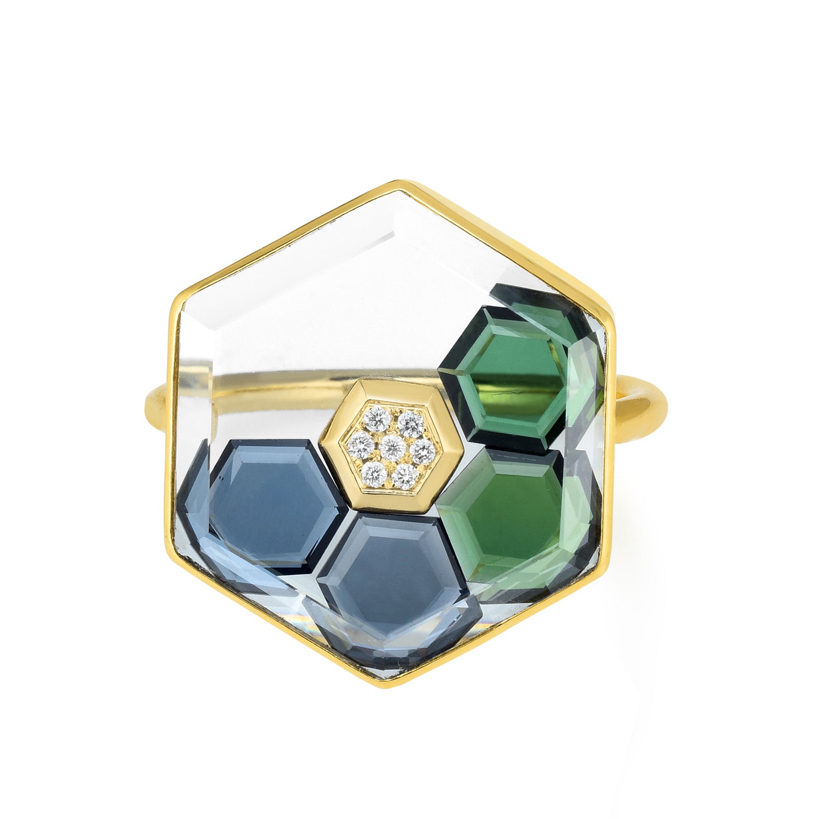 Moritz Glik Honeycomb Tetris Ring - Rings - Broken English Jewelry front view