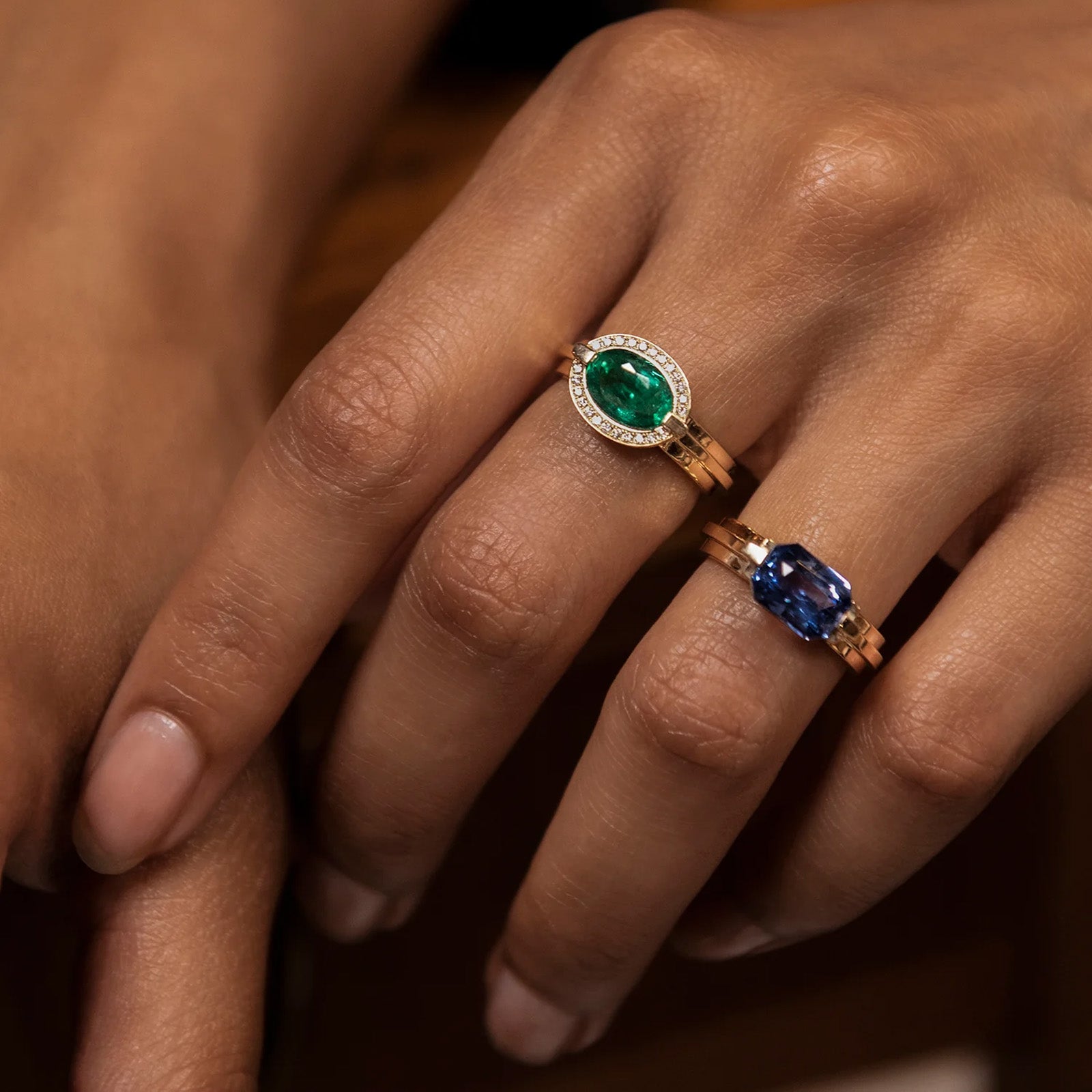 Azlee Staircase Floating Ring - Rings - Broken English Jewelry on model