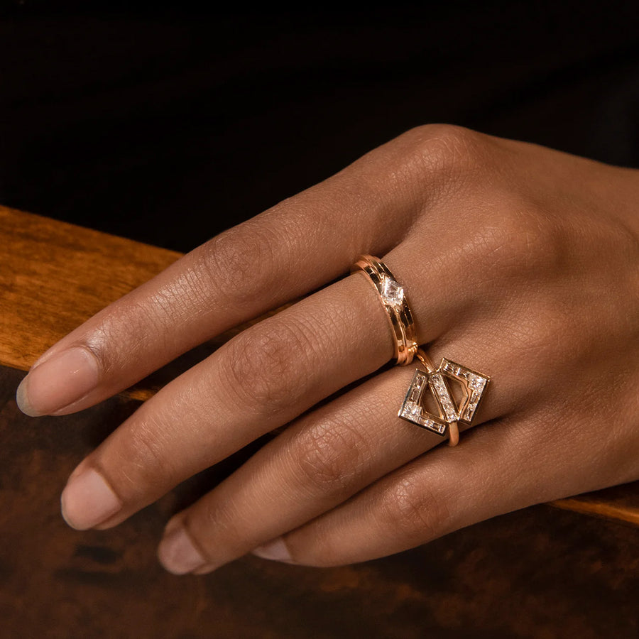 Azlee Glow Diamond RIng II - Rings - Broken English Jewelry on model