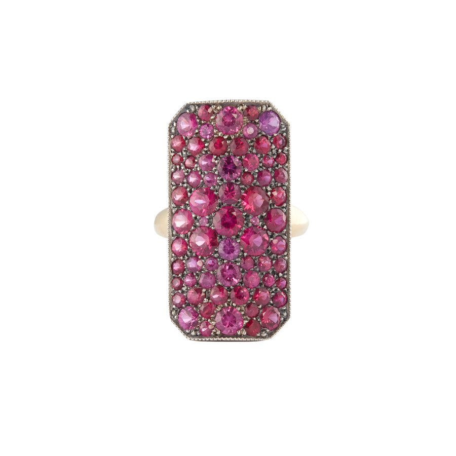 Arman Sarkisyan Rectangle Cobblestone Ring - Ruby, front view