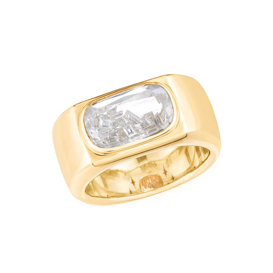 Sansao Cigar Band Kaleidoscope Shaker Ring 18K Yellow Gold Size 7 - Main Img