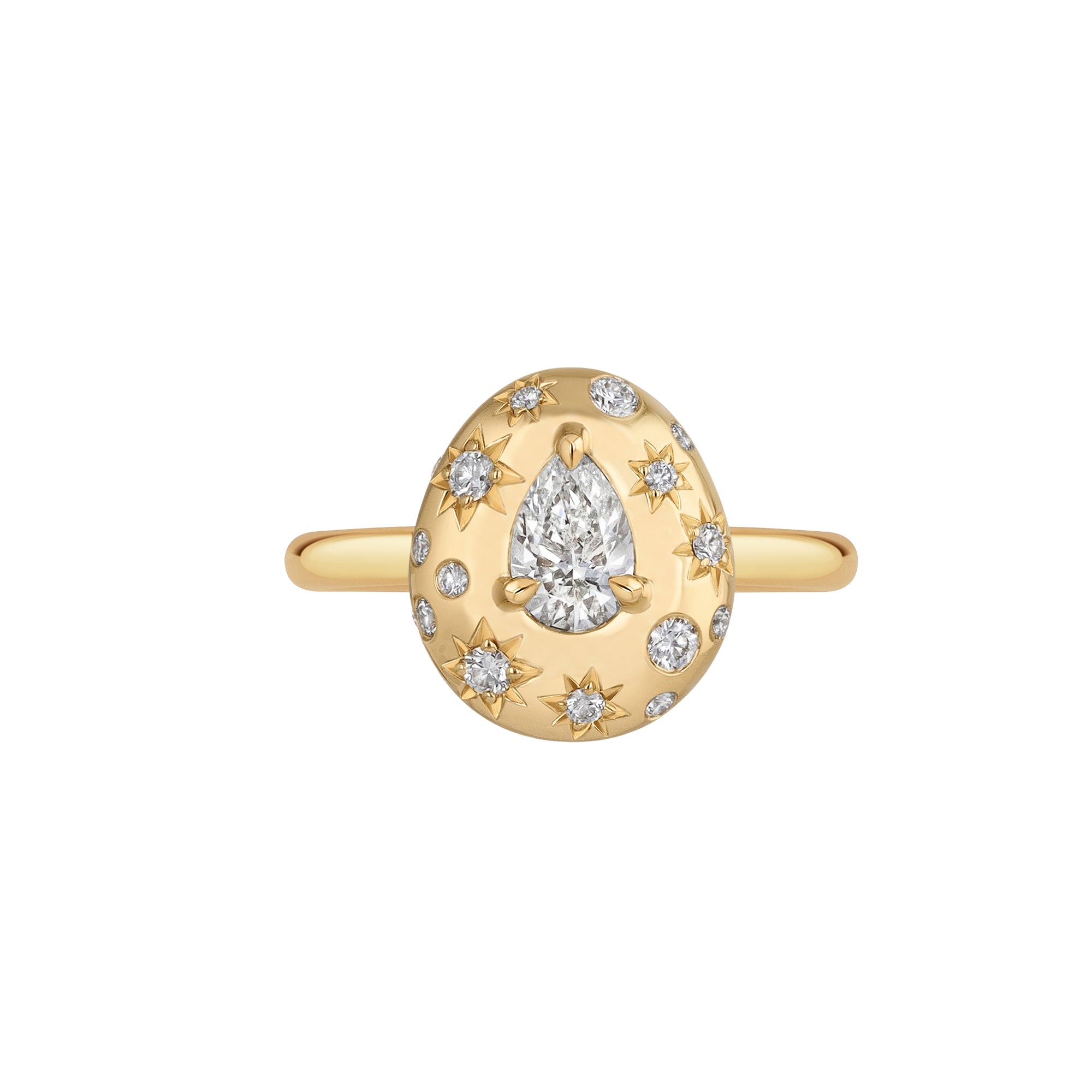 Pear and Round Diamond Small Celine Ring