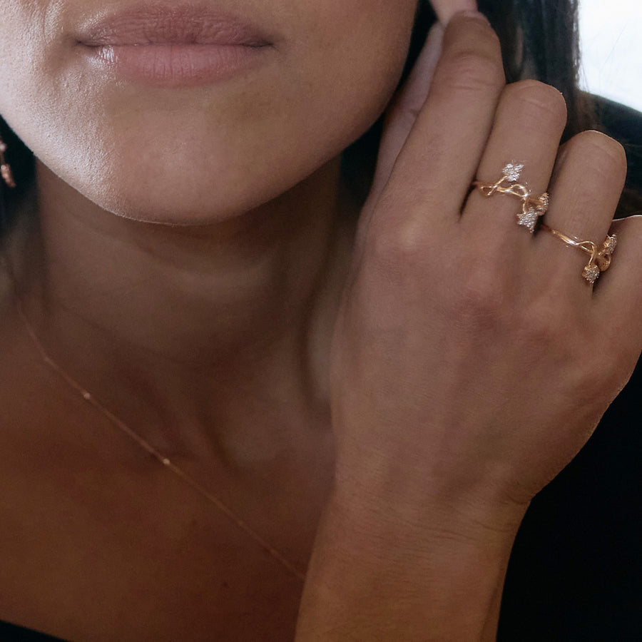 Aida Bergsen Rose Ivy Trio Ring - Rings - Broken English Jewelry on model