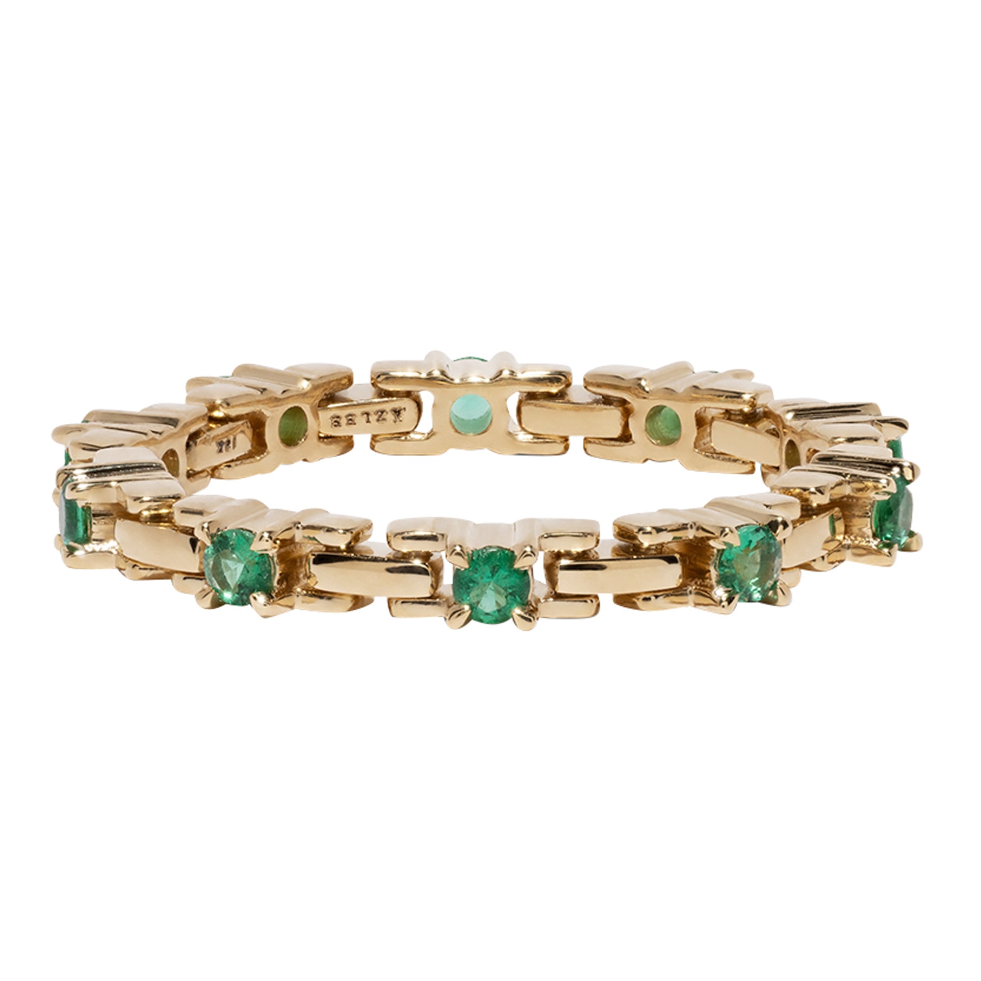 Azlee - Emerald Pirouette Small Band Ring