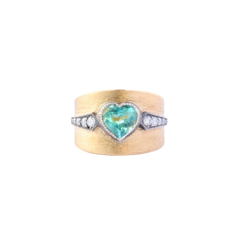 Heart Cigar Band - Tourmaline and Diamond