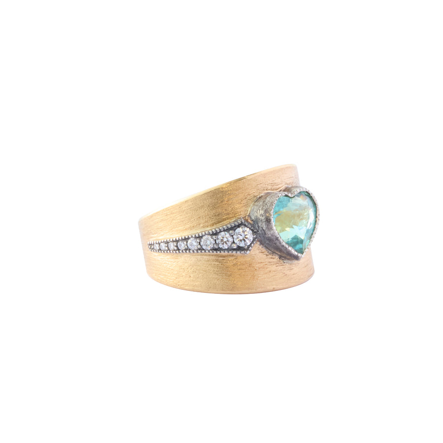 Heart Cigar Band - Tourmaline and Diamond