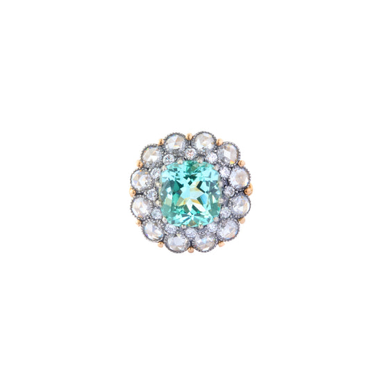 Cluster Ring - Tourmaline and Diamond - Main Img