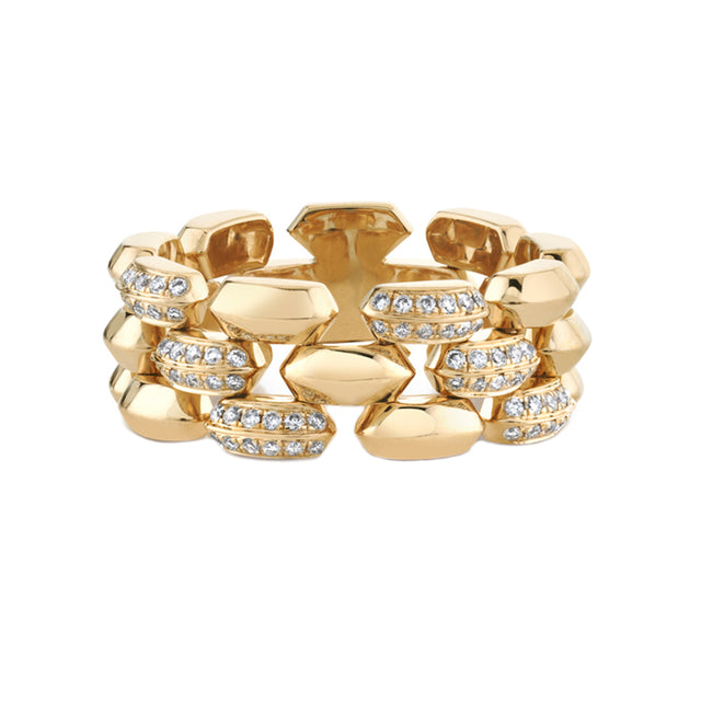 Pave Diamond 3 Row Cleo Ring