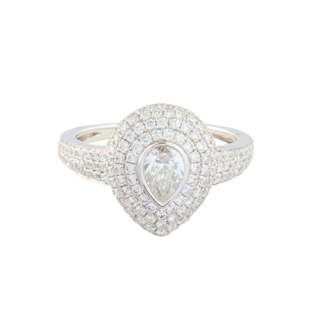 Diamond Pear Pinky Ring