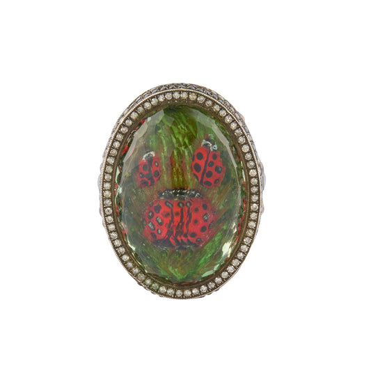Reverse Carved Ladybug Ring - Main Img