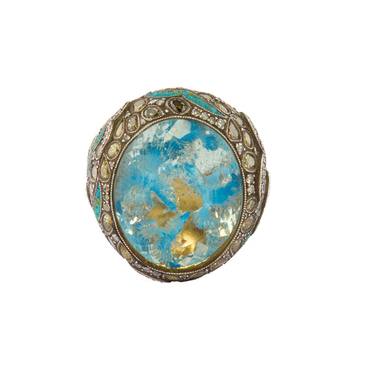 Blue Birds in Flight Oval Ring - Main Img