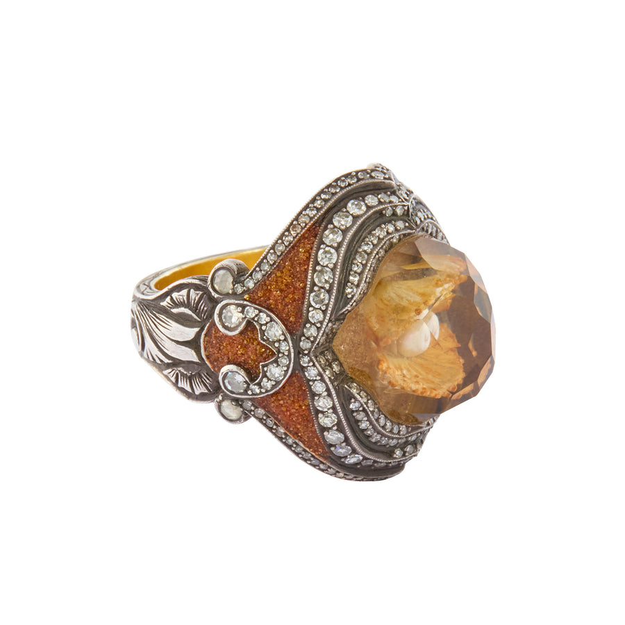 Sevan Bıçakçı Micro Mosaic Ring with Oyster and Pearl Center - Rings - Broken English Jewelry side view