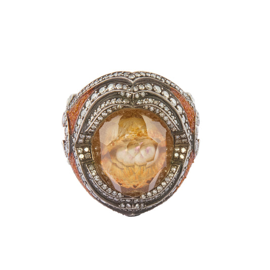 Micro Mosaic Ring with Oyster and Pearl Center - Main Img