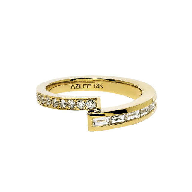 Azlee Pave & Baguette Diamond Band - Rings - Broken English Jewelry front view