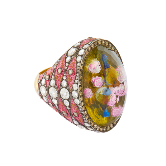 Reversed Rock Birds and Flower Ring