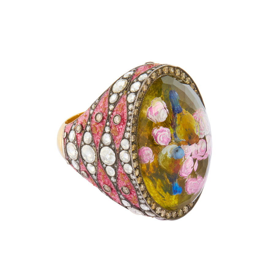 Sevan Bıçakçı Reversed Rock Birds and Flower Ring - Rings - Broken English Jewelry side view