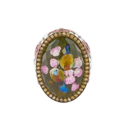 Reversed Rock Birds and Flower Ring - Main Img