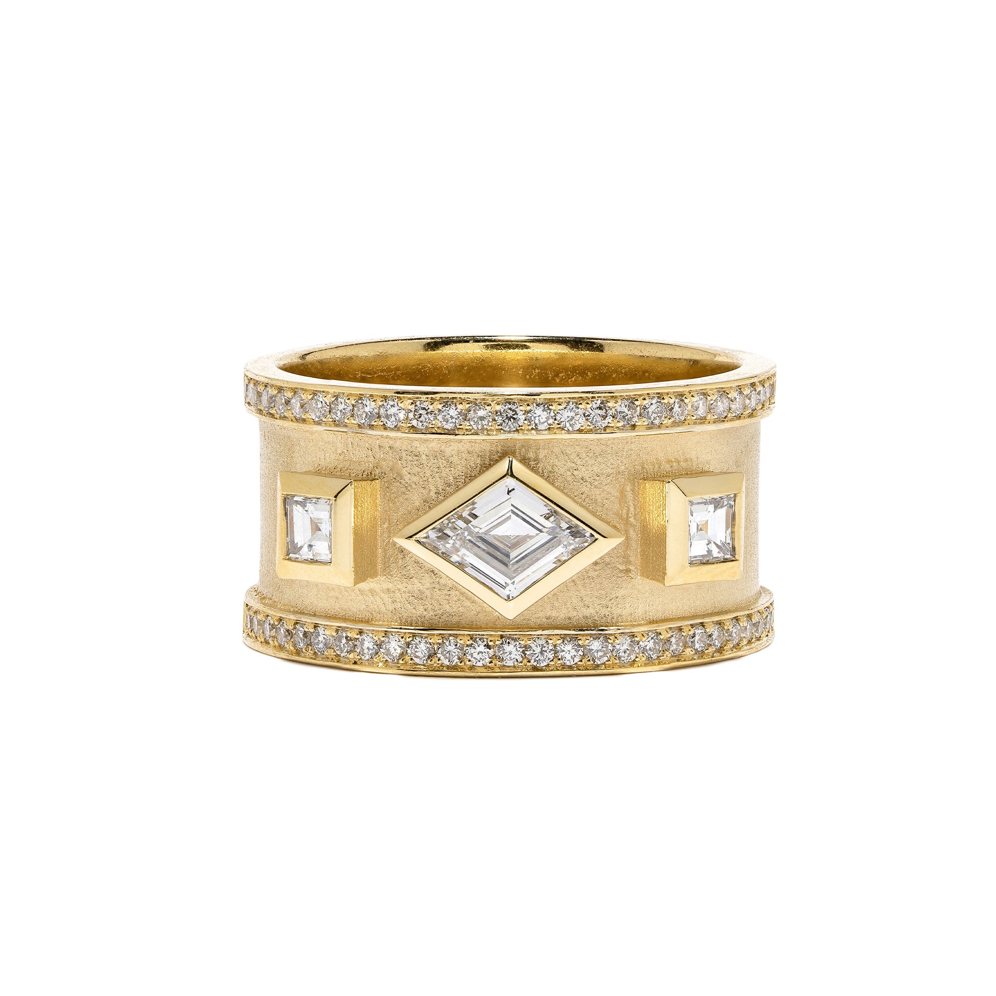 Azlee - Lozenge and Carre Diamond Geometric Ring