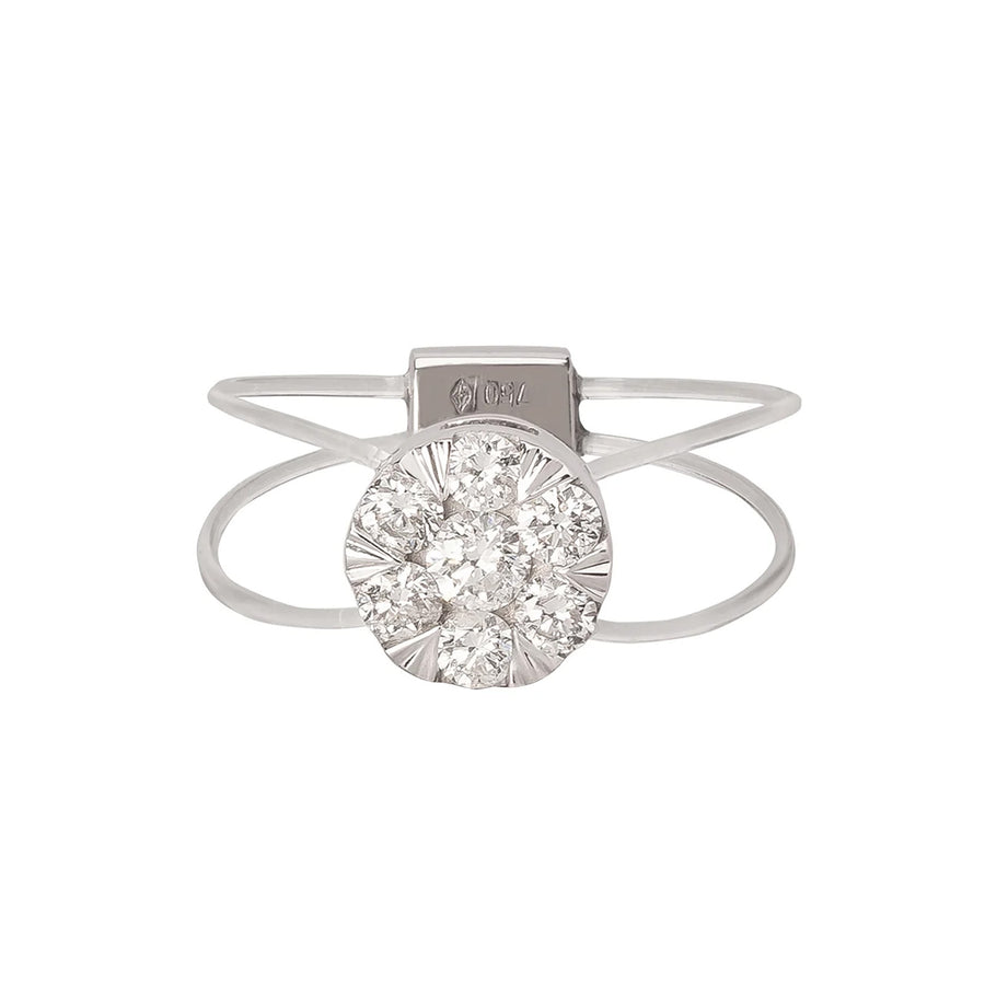 Persée Paris Floating Diamond Nylon Ring - White Gold - Rings - Broken English Jewelry front view