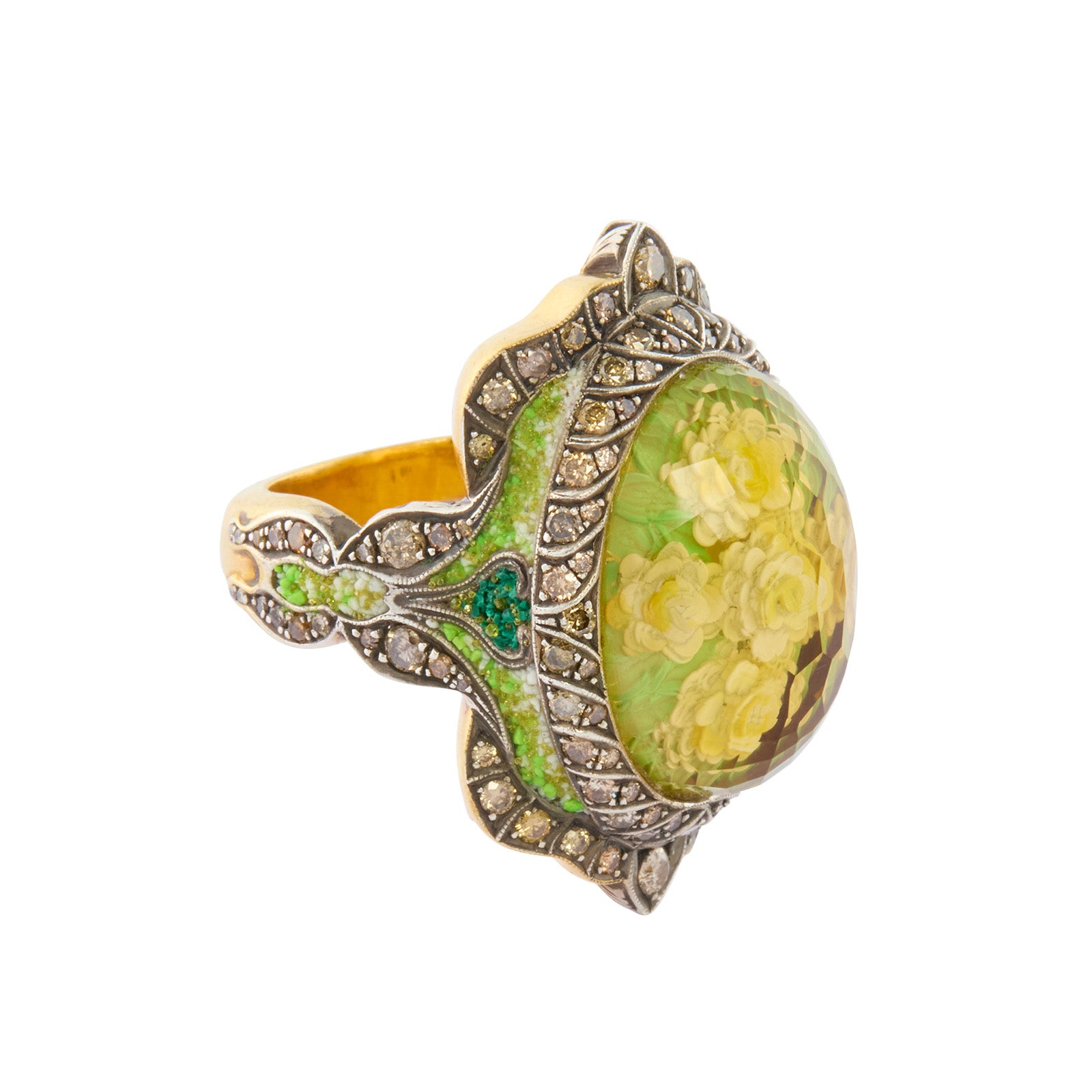 Sevan Bıçakçı Reversed Carved Citrine Floral Bouquet Ring - Rings - Broken English Jewelry side view