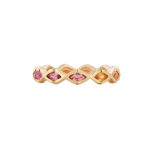 Ark Sunrise Dreamscapes Stacking Ring - Multicolor Sapphire - Rings - Broken English Jewelry, front view