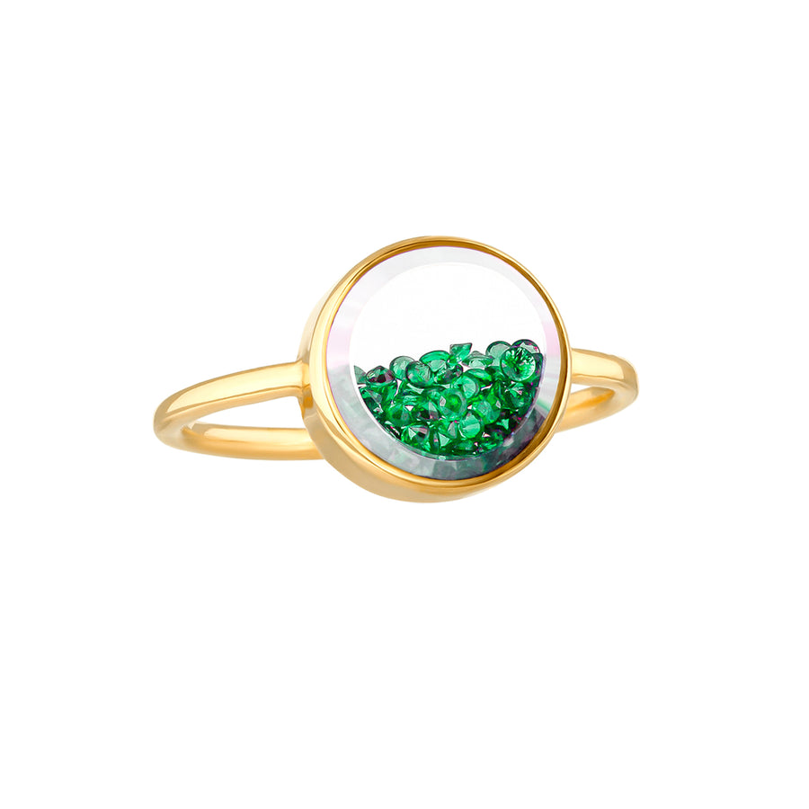 Moritz Glik Core Emerald Shaker Ring, front angled view