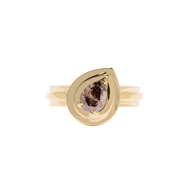 Azlee Champagne Diamond 2 Tier Staircase Ring - Rings - Broken English Jewelry