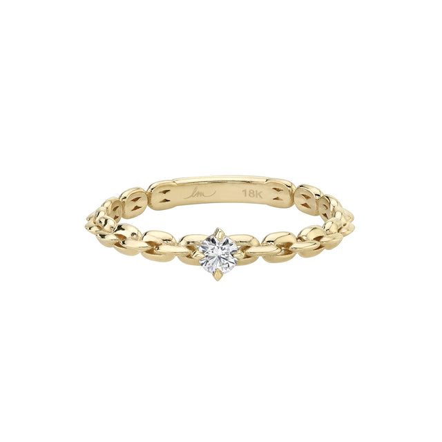 Lizzie Mandler Mini Knife Edge Chain Solitaire Diamond Ring - Rings - Broken English Jewelry