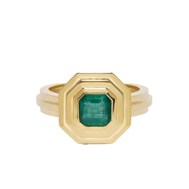 Square Emerald Staircase 2-Tier Ring