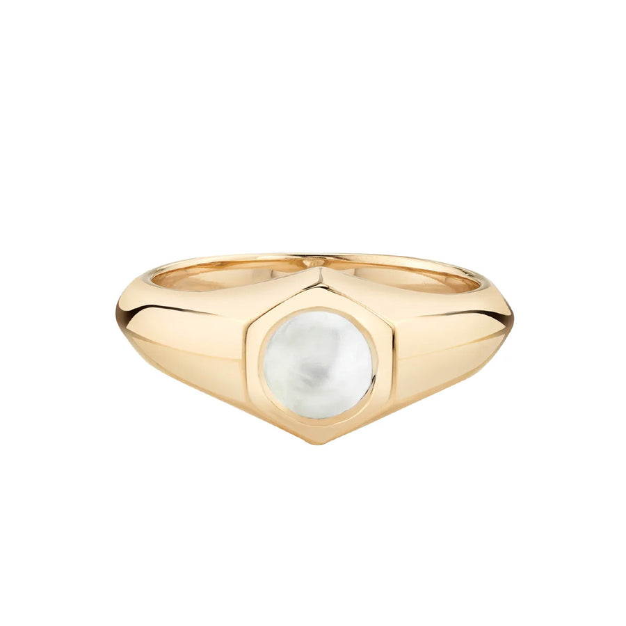 Lizzie Mandler Birthstone Signet Ring - June Pearl - Rings - Broken English Jewelry front view