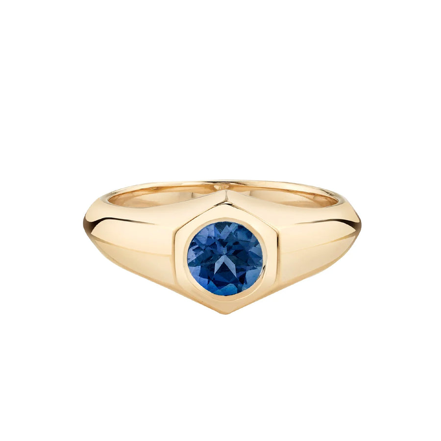 Lizzie Mandler Birthstone Signet Ring - September Sapphire - Rings - Broken English Jewelry front view