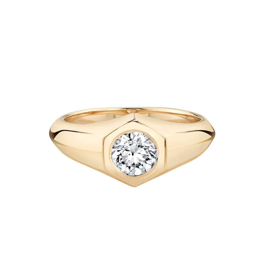 Lizzie Mandler Birthstone Signet Ring - April Diamond - Rings - Broken English Jewelry front view