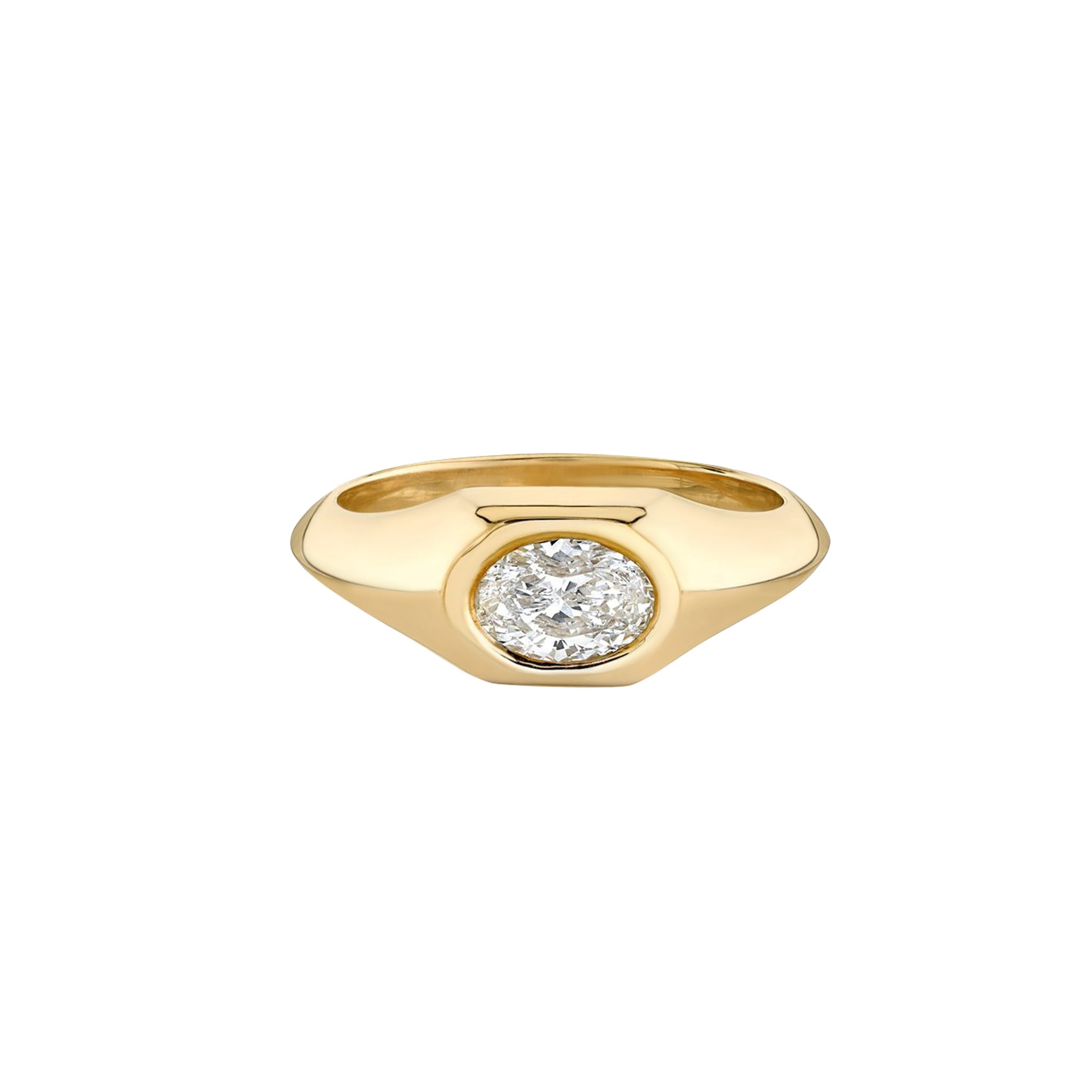 Oval Diamond Signet Ring