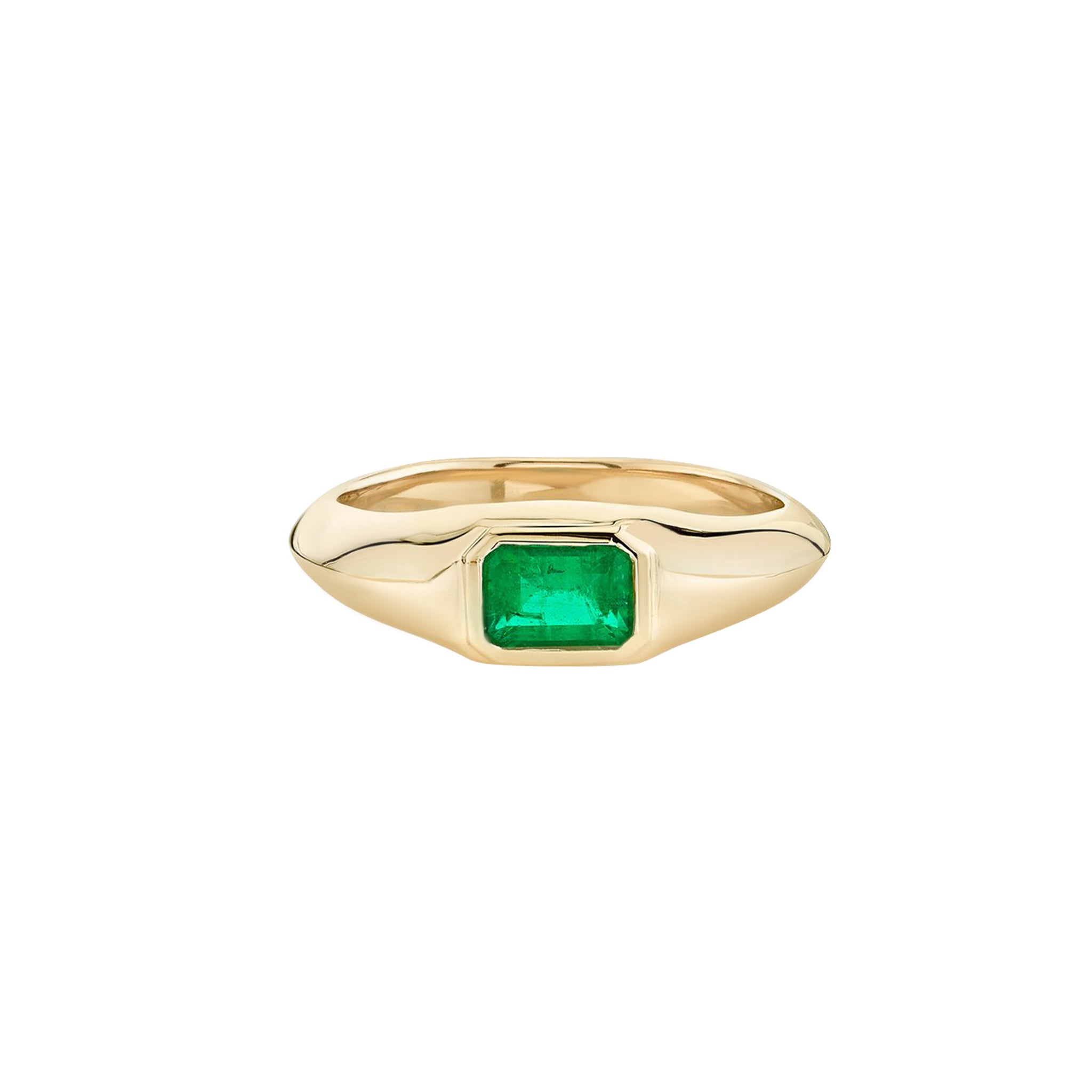 Emerald Signet Knife Edge Ring