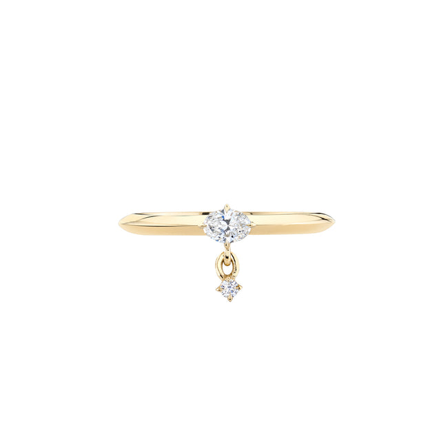 Oval & Round Diamond Double Drop Ring