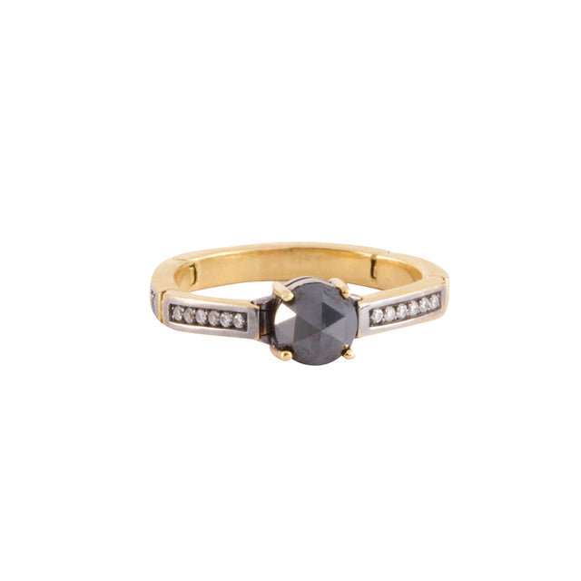 Black and White Diamond Channel Set Flex Ring