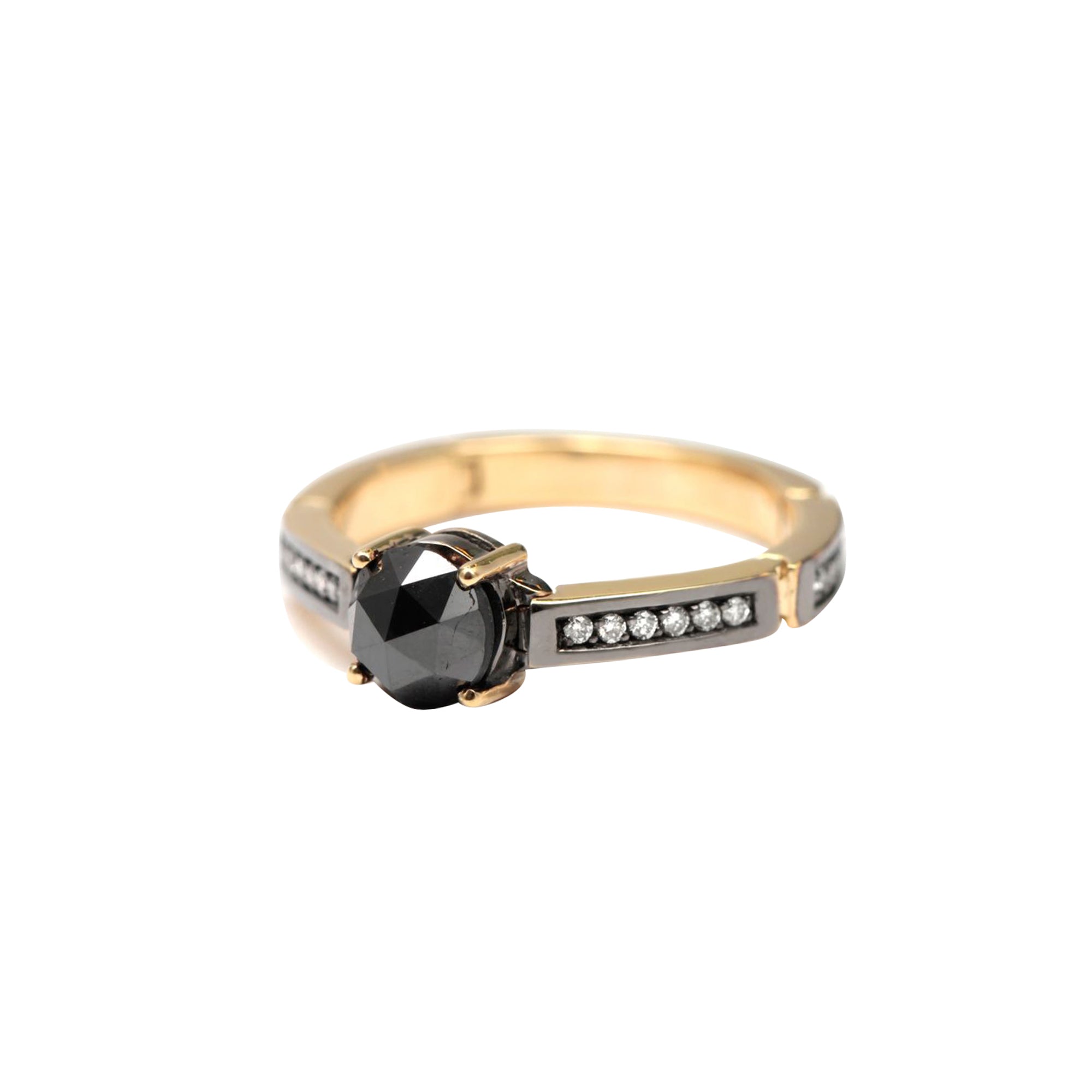Black and White Diamond Channel Set Flex Ring