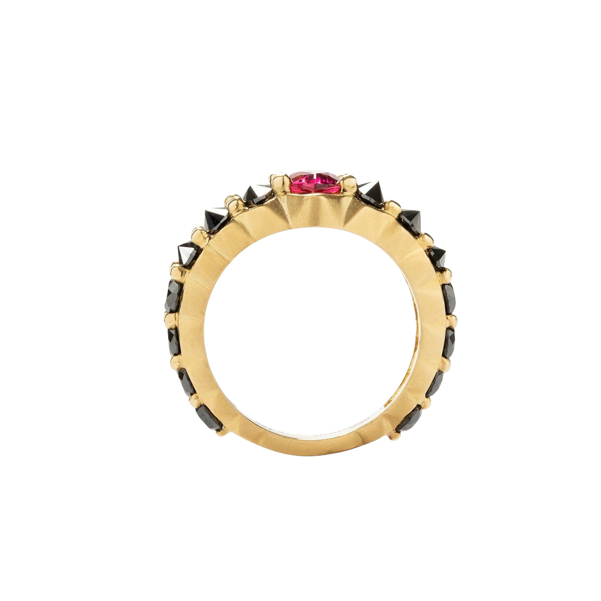 Rubellite and Black Diamond Marquise Ring