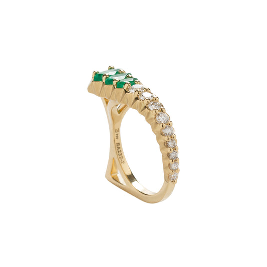 Emerald Double Point Ring - Main Img
