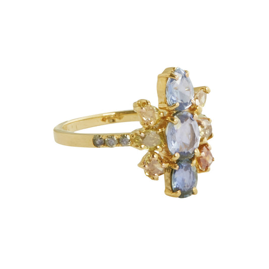 One-Of-A-Kind Blue Sapphire Starburst Galaxy Ring