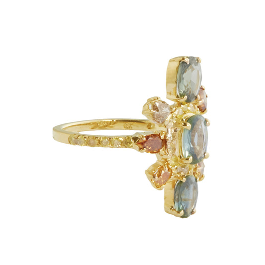 One-Of-A-Kind Mixed Sapphire Galaxy Cocktail Ring